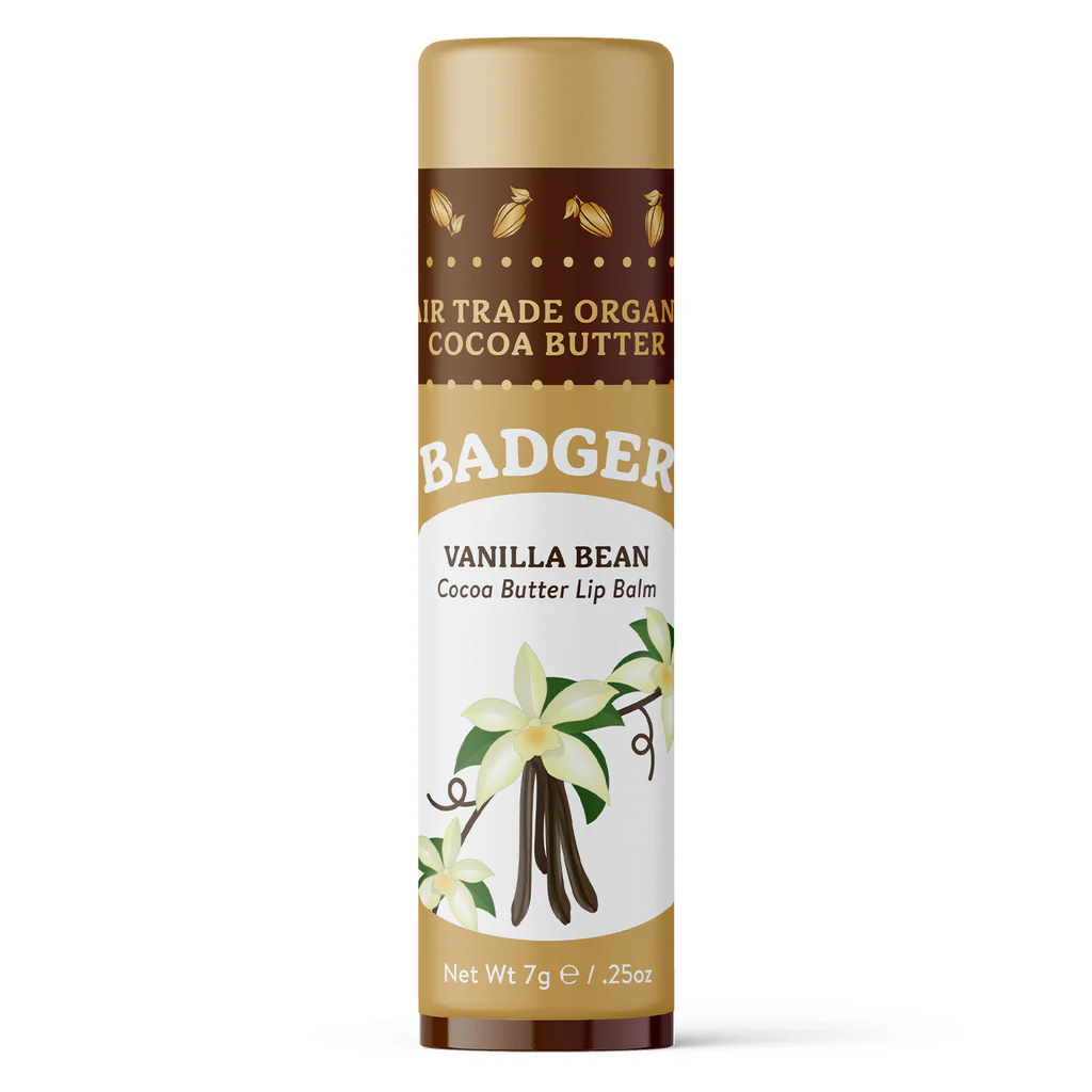 Cocoa Butter Lip Balm - Vanilla Bean by Badger - Non-toxic, GO rated product free from harmful chemicals