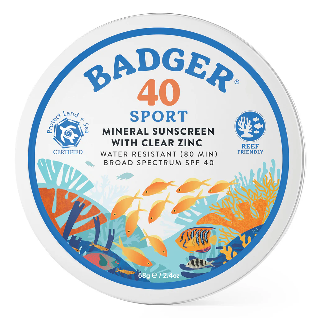 Sport Mineral Sunscreen Tin - SPF 40 by Badger - Non-toxic, GO rated product free from harmful chemicals