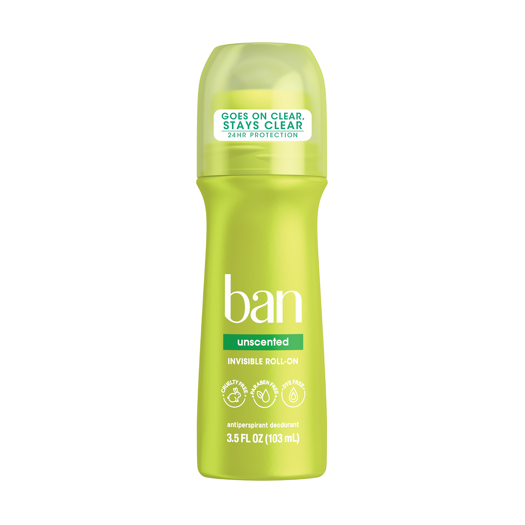 Roll-On Antiperspirant Deodorant - Unscented by ban - Non-toxic, STOP rated product free from harmful chemicals