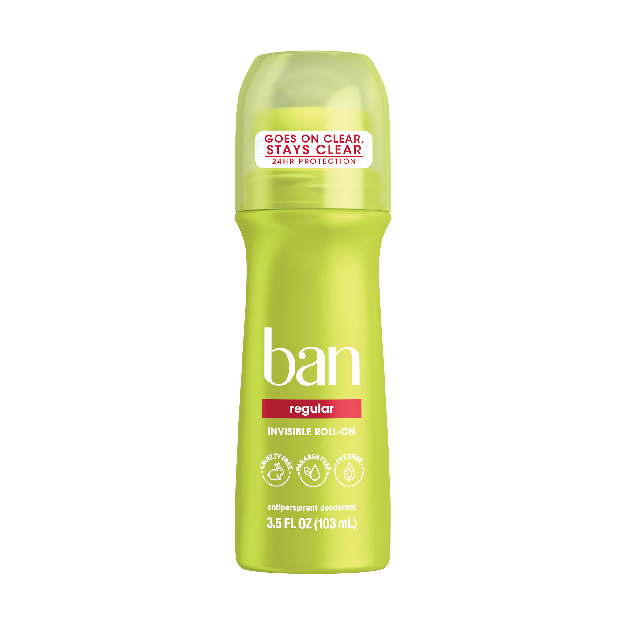 Roll-On Antiperspirant - Regular by ban - Non-toxic, STOP rated product free from harmful chemicals