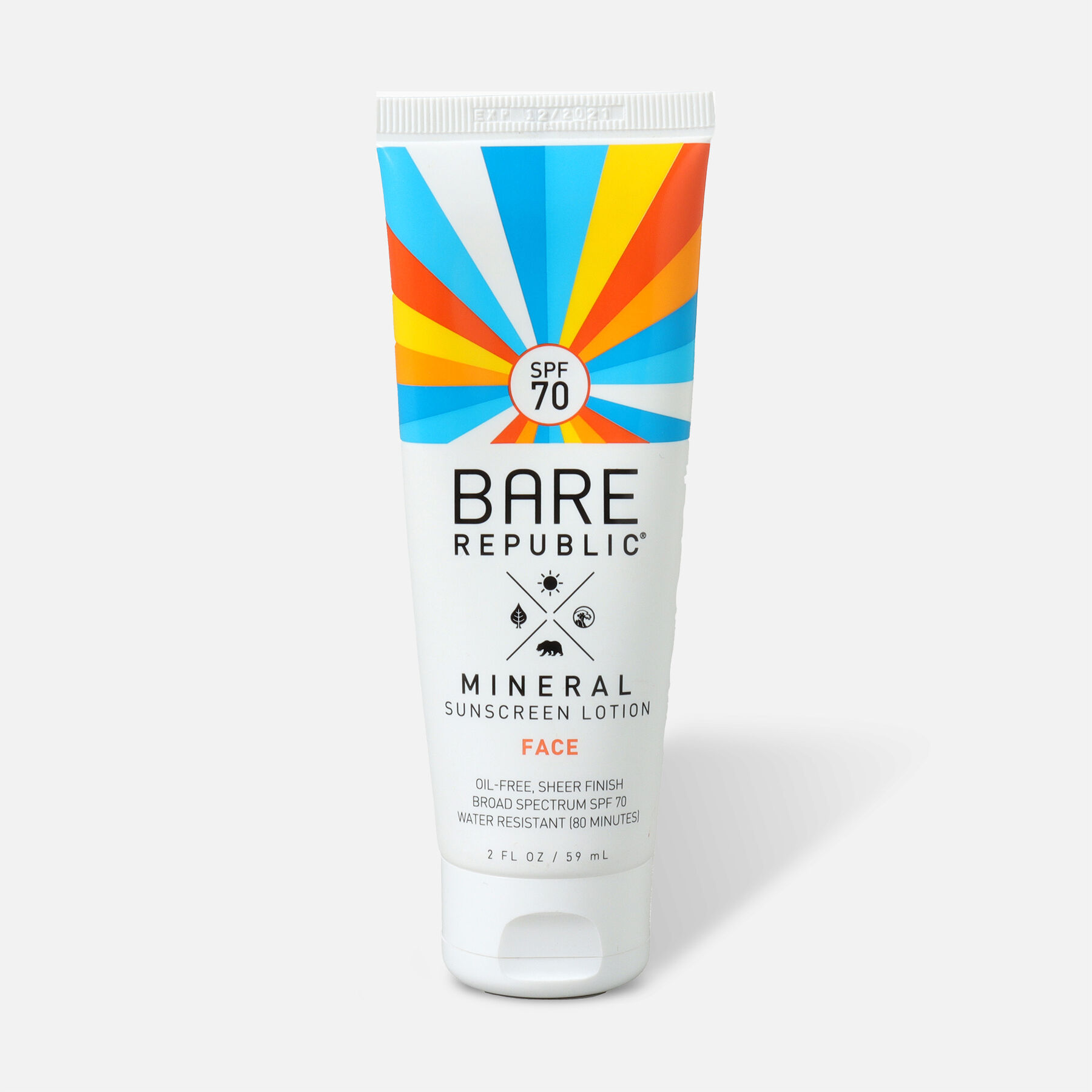 Face Mineral Sunscreen Lotion SPF 70 by Bare Republic - Non-toxic, STOP rated product free from harmful chemicals