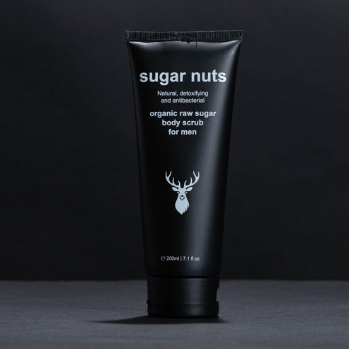 Sugar Nuts Organic Raw Sugar Body Scrub For Men by barenuts - Non-toxic, STOP rated product free from harmful chemicals