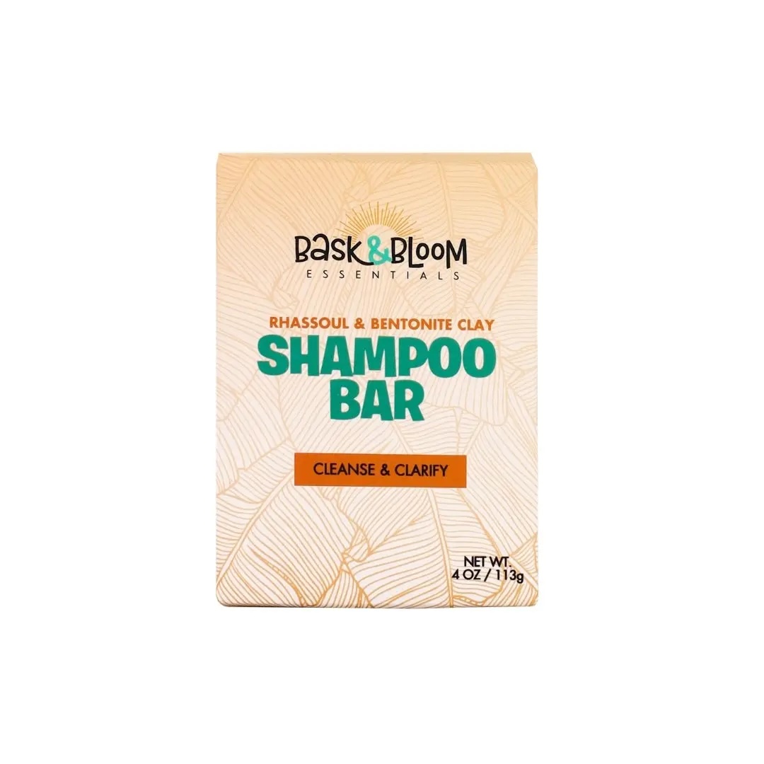 Rhassoul Bentonite Clay Shampoo Bar by Bask and Bloom Essentials - Non-toxic, SLOW rated product free from harmful chemicals