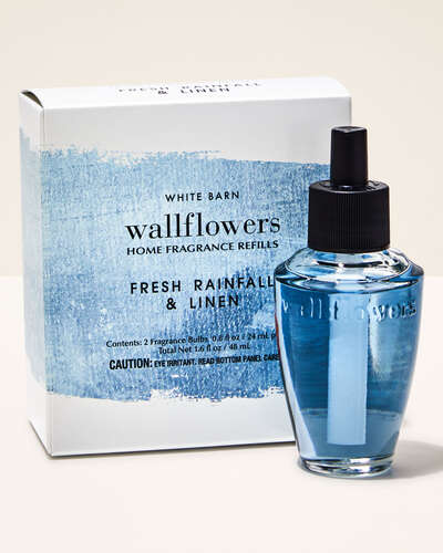 White Barn Wallflowers - Home Fragrance Fresh Rainfall & Linen by Bath & Body Works - Non-toxic, STOP rated product free from harmful chemicals