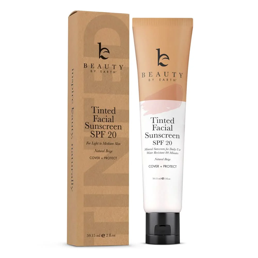 Tinted Sunscreen for Face - SPF 20 by Beauty by Earth - Non-toxic, GO rated product free from harmful chemicals