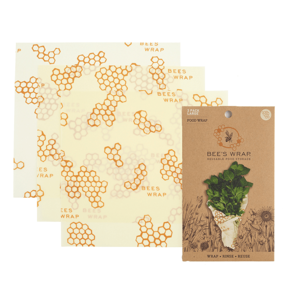 Reusable Beeswax Large Food Wraps - 3 pack by Bee's Wrap - Non-toxic, GO rated product free from harmful chemicals