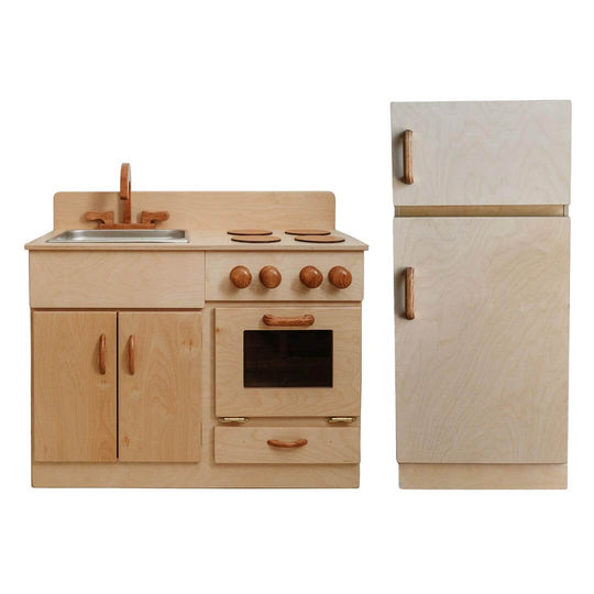 Classic Wooden Kitchen and Refrigerator Bundle by Bella Luna Toys - Non-toxic, GO rated product free from harmful chemicals
