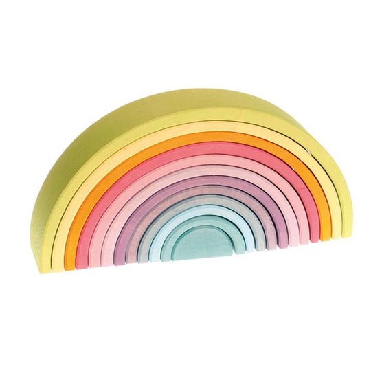 Pastel Large Wooden Rainbow Tunnel - 12 Piece by Bella Luna Toys - Non-toxic, GO rated product free from harmful chemicals