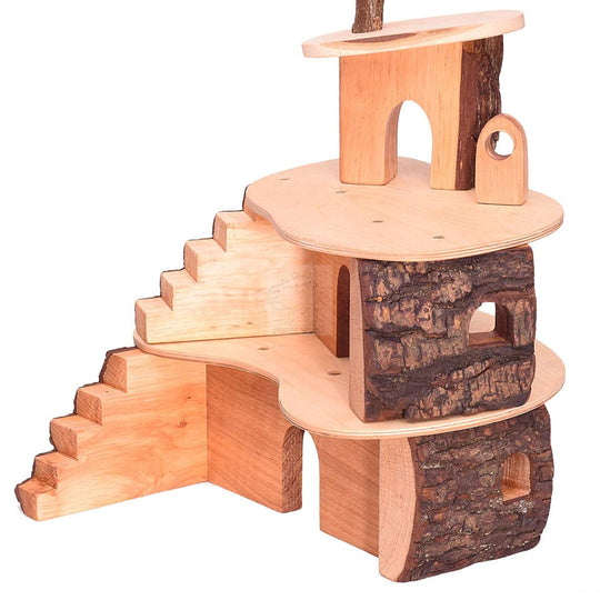 Small Wooden Tree House Dollhouse by Bella Luna Toys - Non-toxic, GO rated product free from harmful chemicals