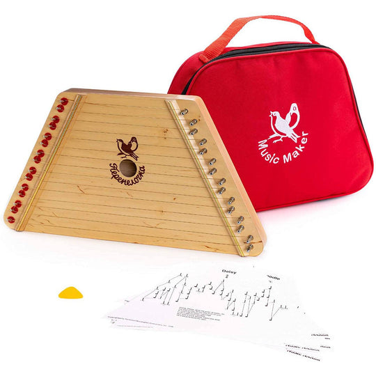 Wooden Zither with Case by Bella Luna Toys - Non-toxic, GO rated product free from harmful chemicals