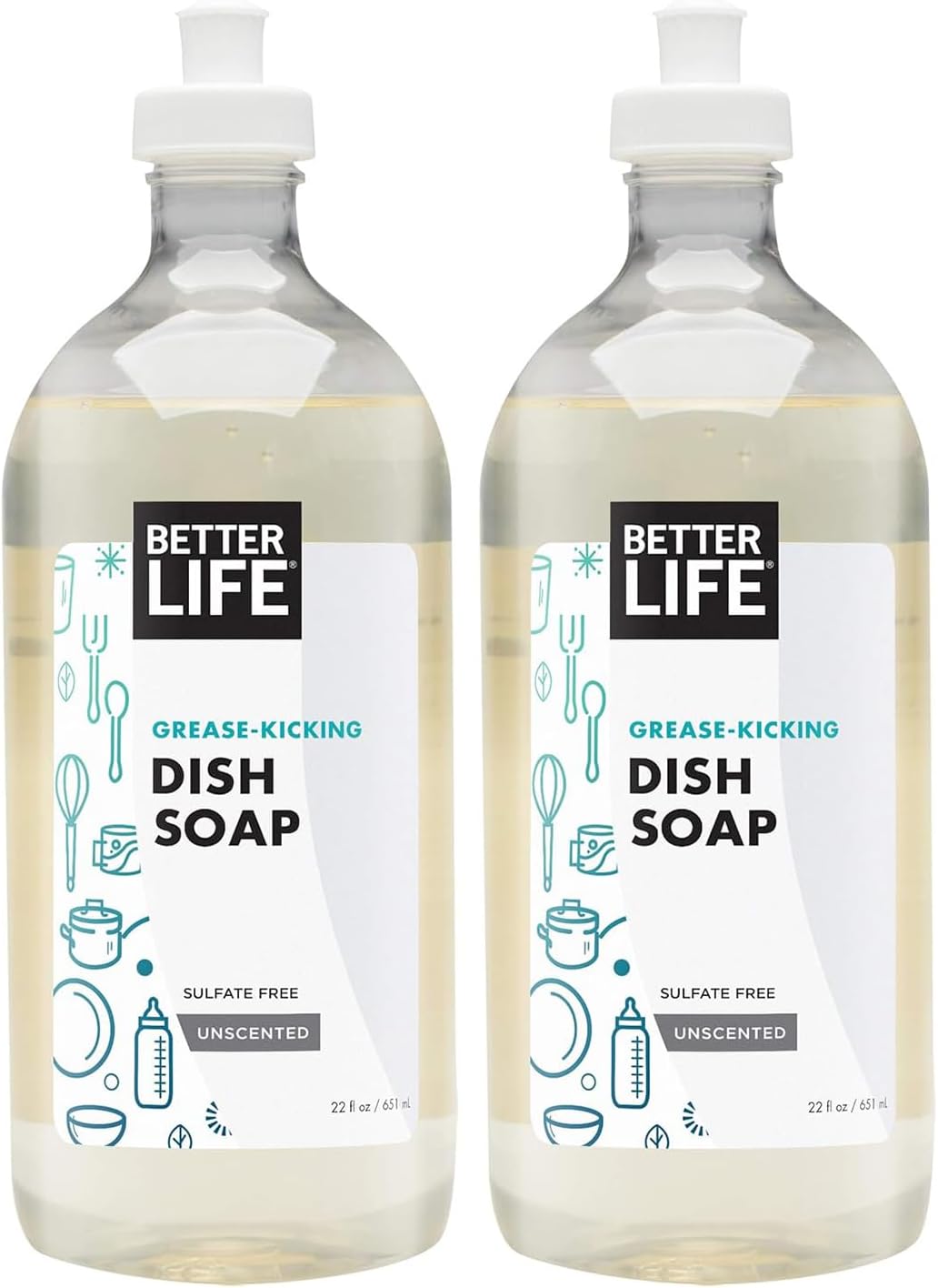 Grease Kicking Dish Soap Unscented by BETTER LIFE - Non-toxic, SLOW rated product free from harmful chemicals