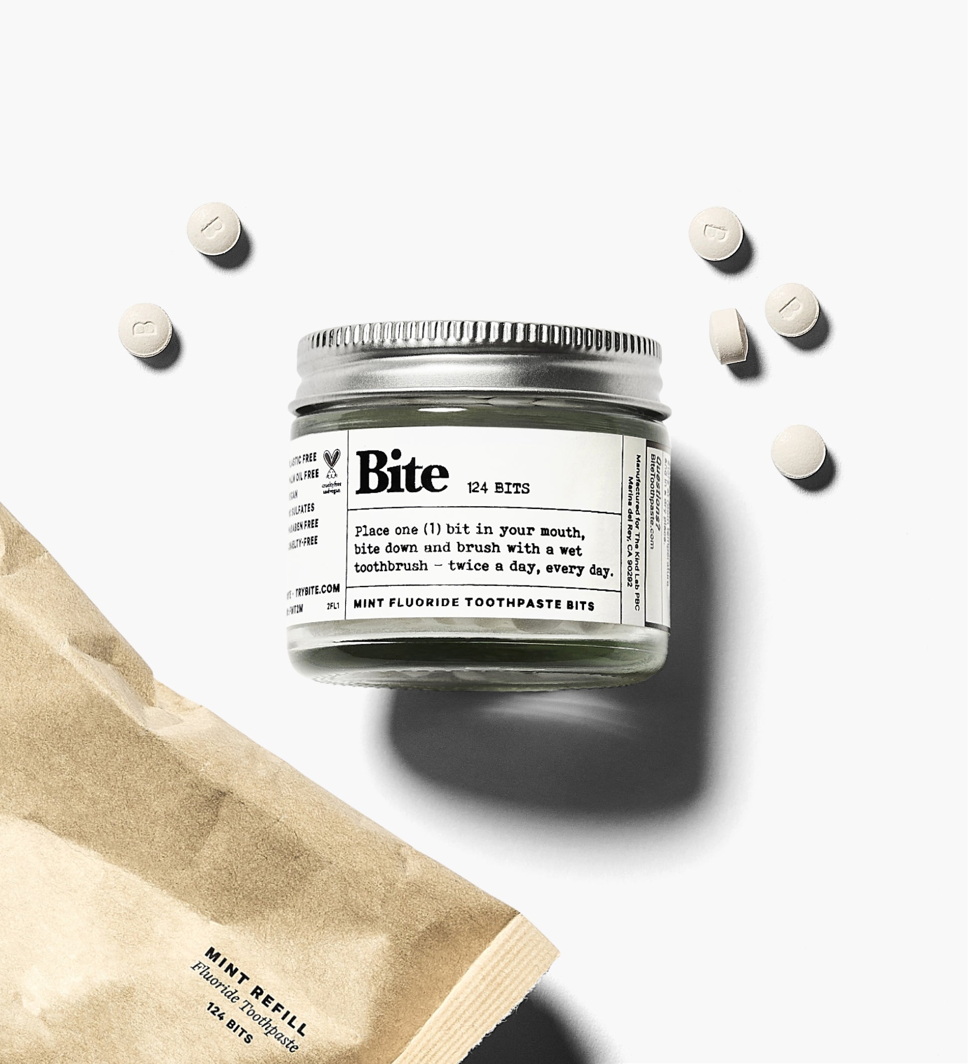 Toothpaste Bits with Fluoride - Mint by Bite - Non-toxic, SLOW rated product free from harmful chemicals