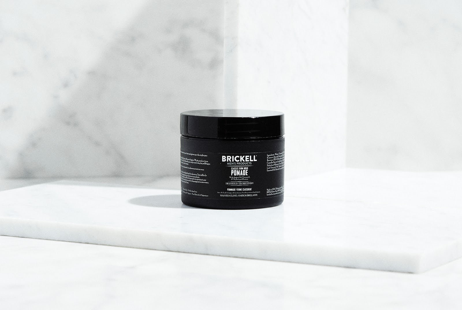 Classic Firm Hold Pomade by BRICKELL MEN'S PRODUCTS - Non-toxic Hair Styling + Treatment product rated STOP by Million Marker, free from BPA, phthalates, and parabens
