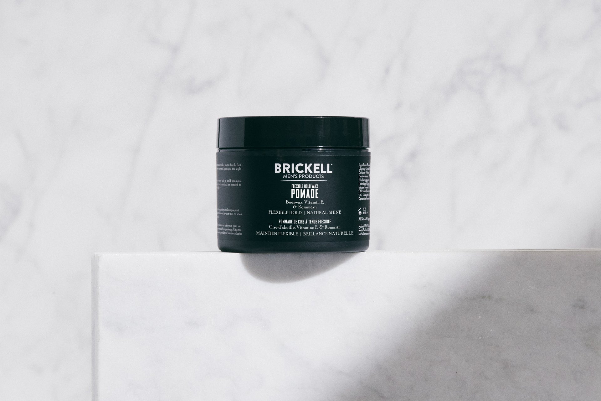 Flexible Hold Wax Pomade by BRICKELL MEN'S PRODUCTS - Non-toxic Hair Styling + Treatment product rated SLOW by Million Marker, free from BPA, phthalates, and parabens