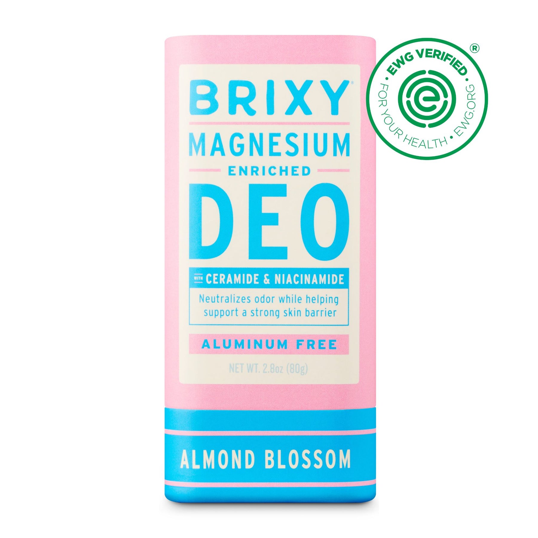 Magnesium Enriched Deodorant - Almond Blossom by BRIXY - Non-toxic, SLOW rated product free from harmful chemicals