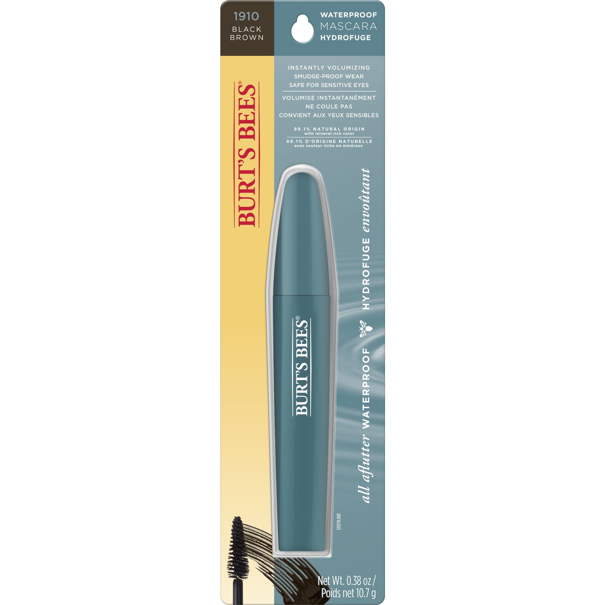All Aflutter Waterproof Mascara – Black Brown by BURT'S BEES - Non-toxic, SLOW rated product free from harmful chemicals
