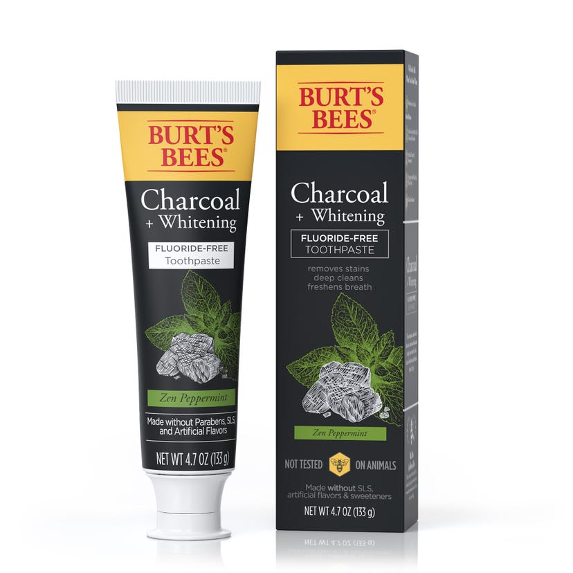 Charcoal + Whitening Zen Peppermint Toothpaste Fluoride-Free by BURT'S BEES - Non-toxic, SLOW rated product free from harmful chemicals