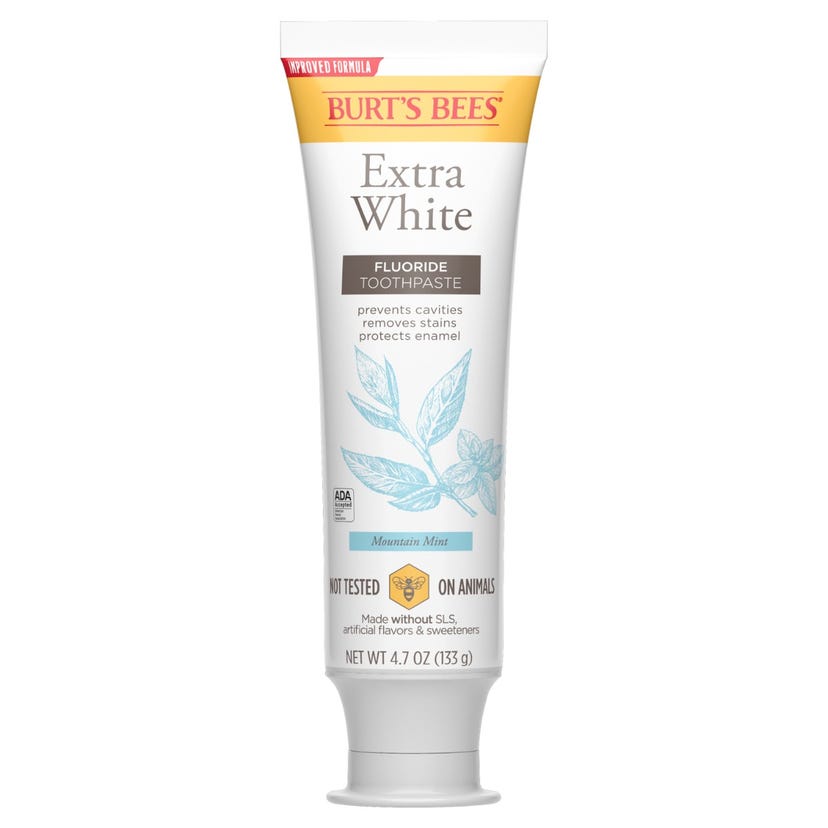 Extra White Fluoride Toothpaste – Mountain Mint by BURT'S BEES - Non-toxic Oral Care product rated SLOW by Million Marker, free from BPA, phthalates, and parabens