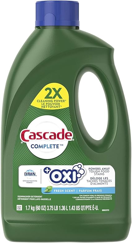 Complete Gel + Oxi Dishwasher Detergent – Fresh Scent by Cascade - Non-toxic, STOP rated product free from harmful chemicals