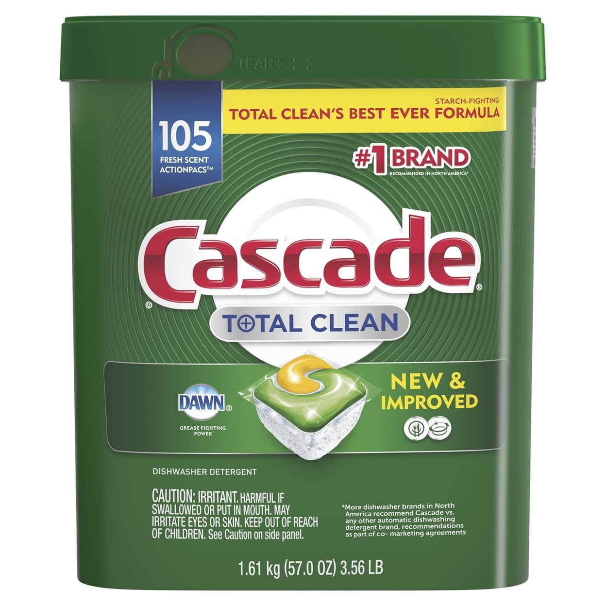 Total Clean ActionPacs Dishwasher Detergent Pacs – Fresh Scent by Cascade - Non-toxic, STOP rated product free from harmful chemicals