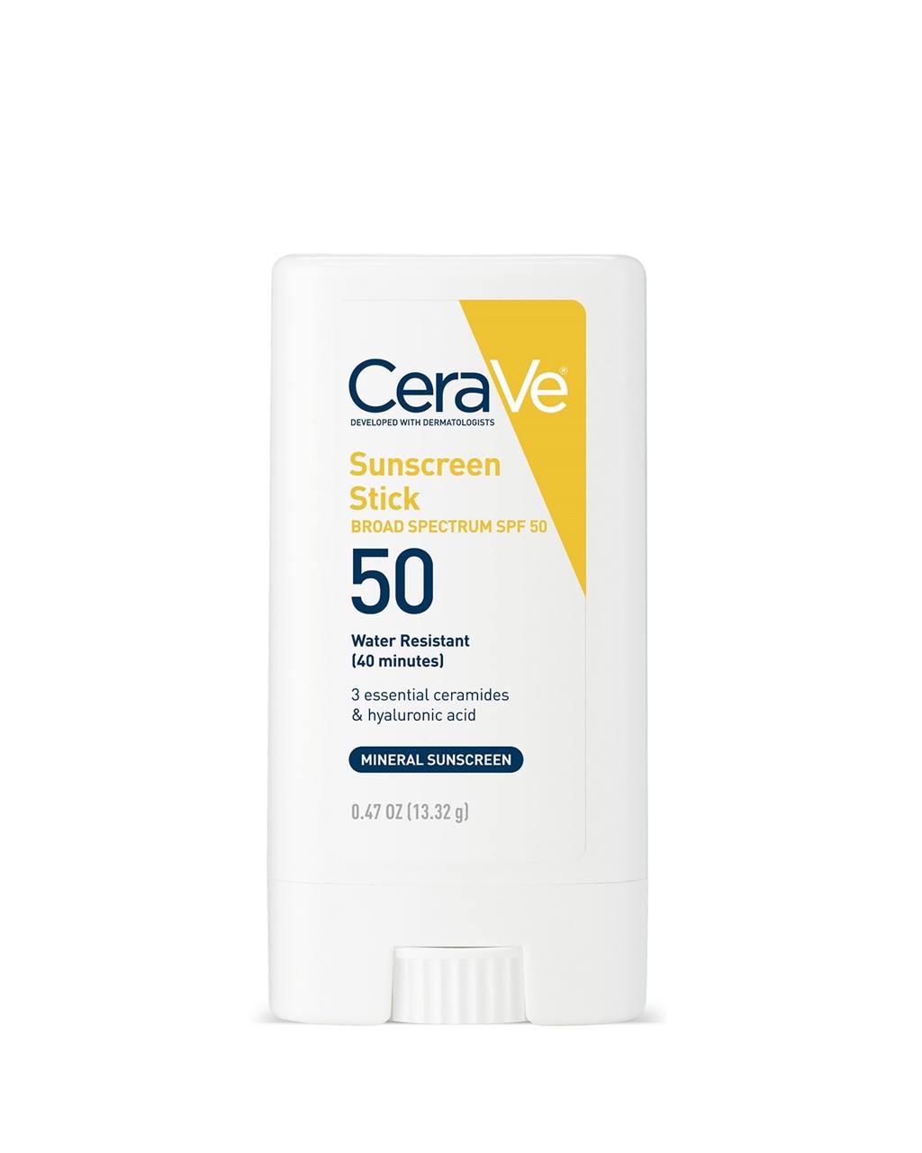 Mineral Sunscreen Stick Broad Spectrum SPF 50 by CeraVe - Non-toxic, STOP rated product free from harmful chemicals