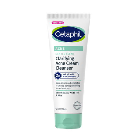 Gentle Clear Clarifying Acne Cream Cleanser by Cetaphil - Non-toxic Facial Care product rated SLOW by Million Marker, free from BPA, phthalates, and parabens