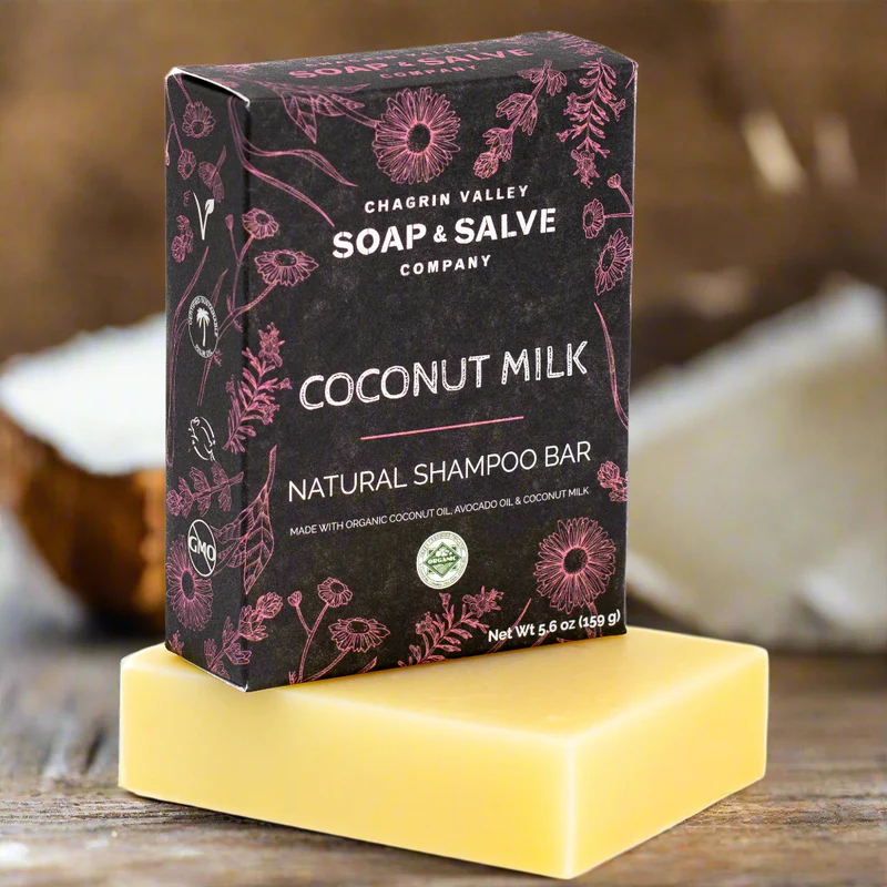 Organic Natural Coconut Milk Shampoo Bar by Chagrin Valley Soap & Salve - Non-toxic, GO rated product free from harmful chemicals