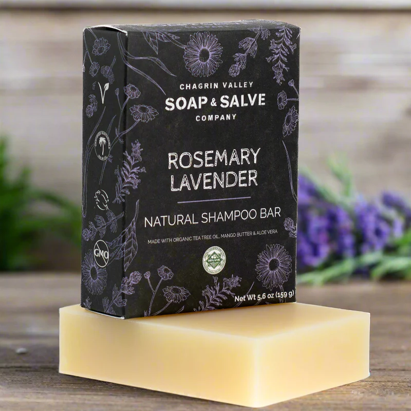 Organic Natural Shampoo Bar: Rosemary Lavender by Chagrin Valley Soap & Salve - Non-toxic, SLOW rated product free from harmful chemicals