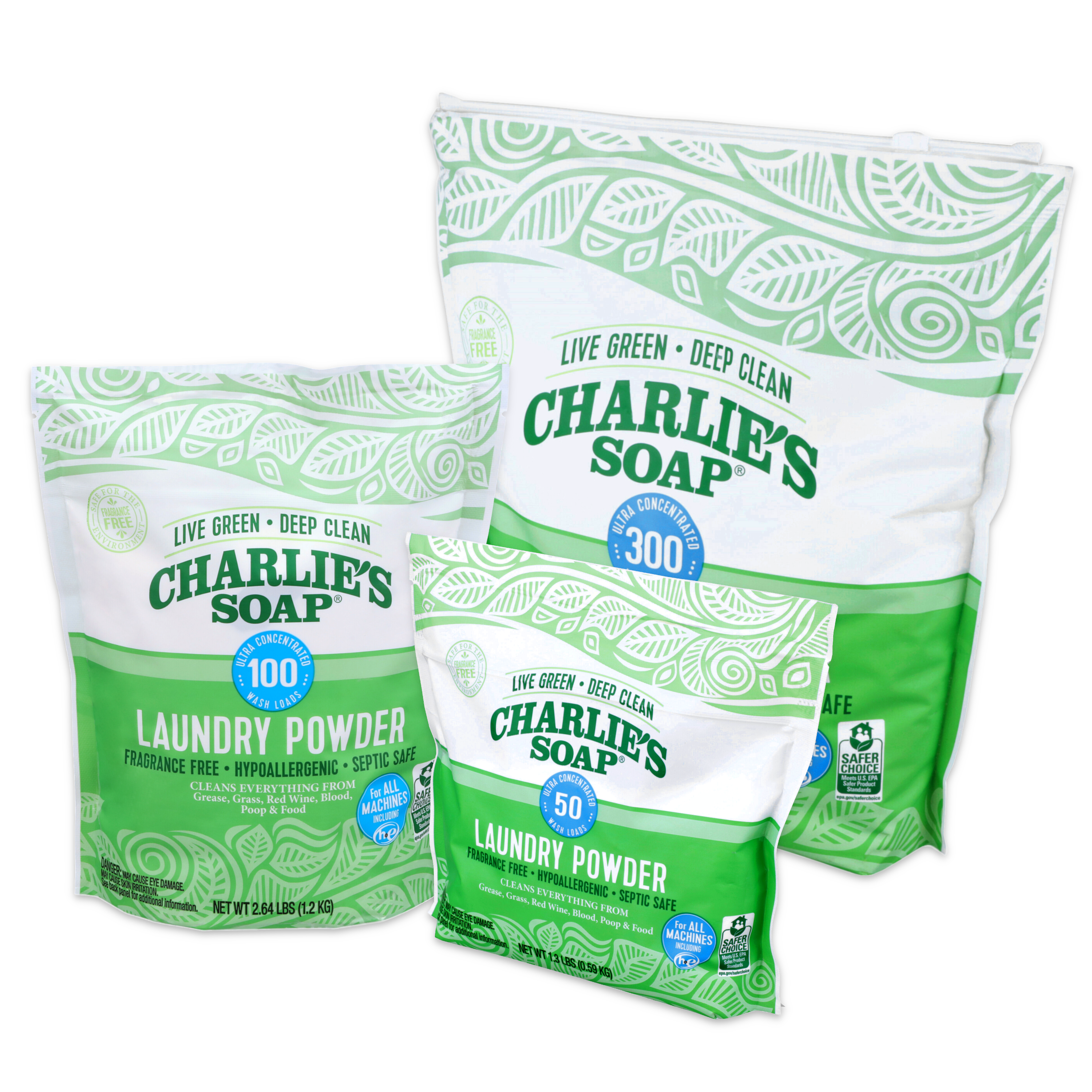 Natural Powder Laundry Detergent by CHARLIE'S SOAP - Non-toxic, STOP rated product free from harmful chemicals