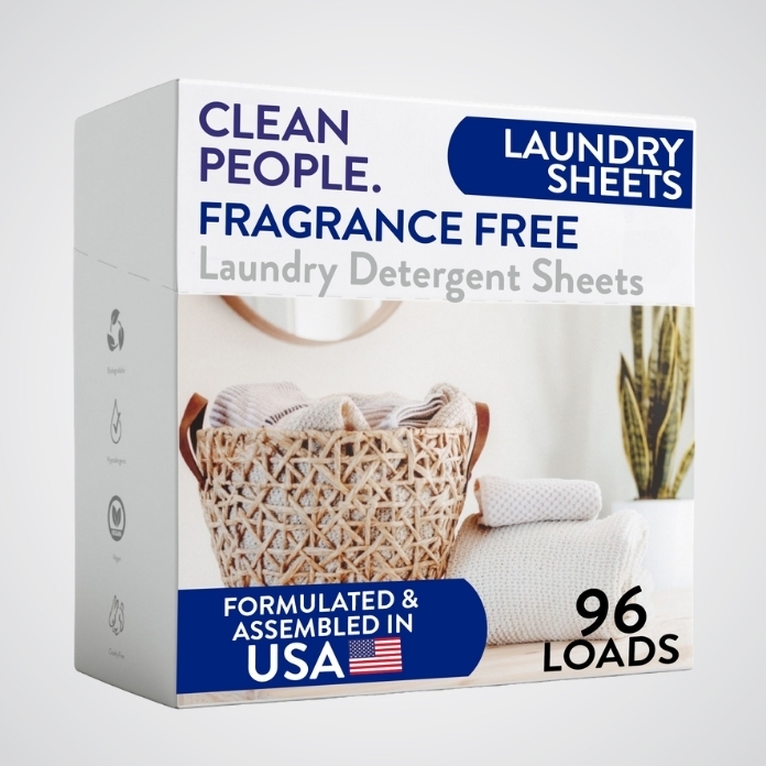 Laundry Sheets - Fragrance Free by Clean People - Non-toxic, SLOW rated product free from harmful chemicals