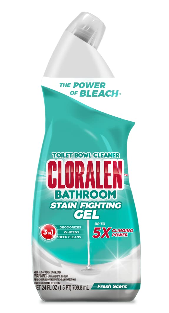Toilet Bowl Cleaner Bathroom Stain Fighting Gel - Fresh Scent by CLORALEN - Non-toxic, STOP rated product free from harmful chemicals