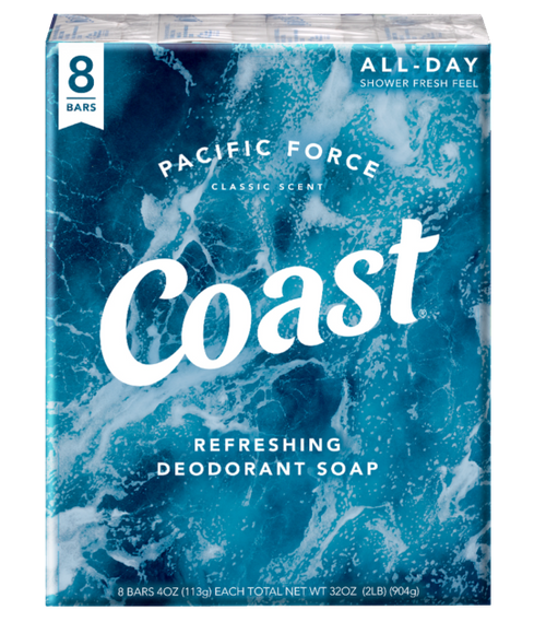 Refreshing Deodorant Soap - Pacific Force Classic Scent by Coast - Non-toxic, STOP rated product free from harmful chemicals
