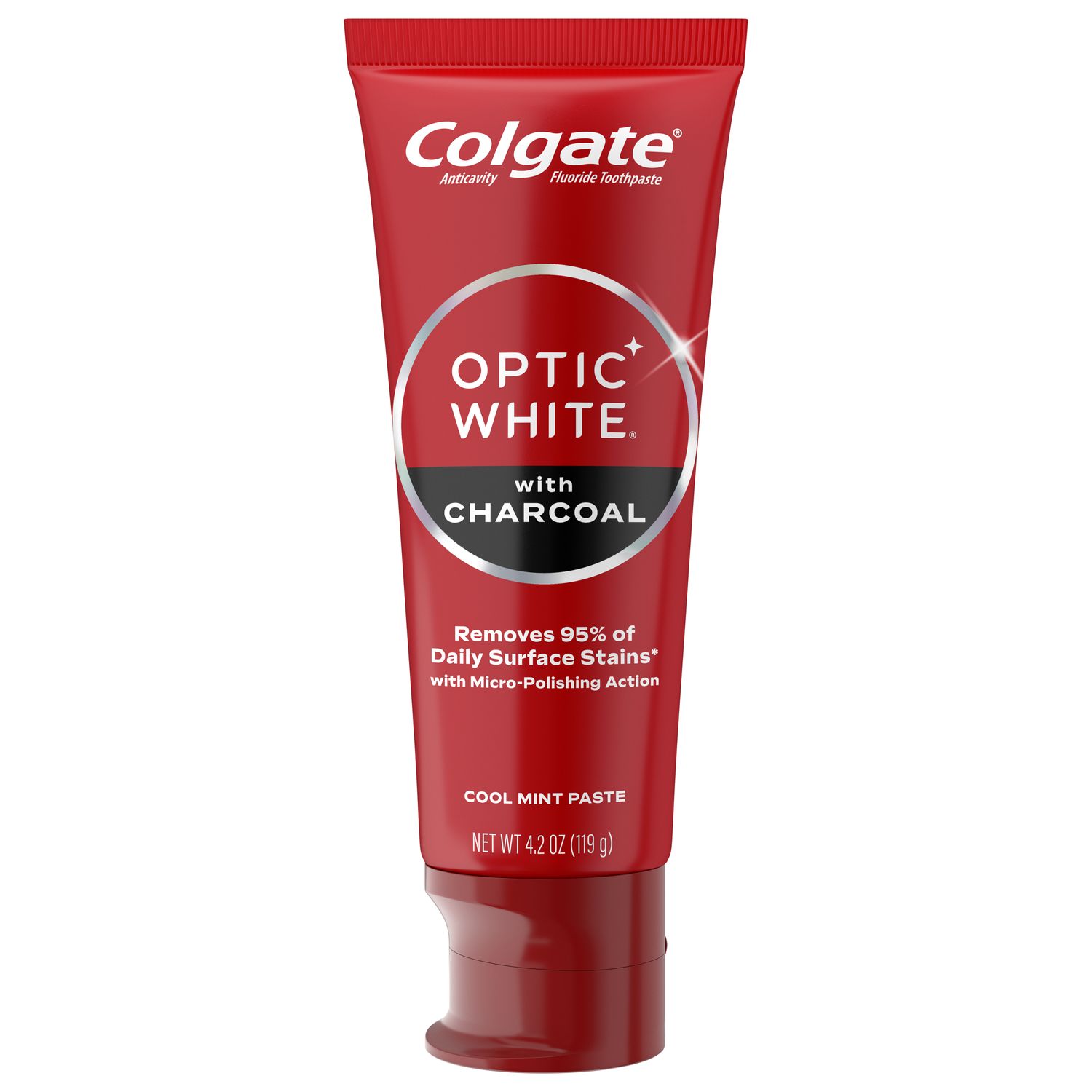 Optic White With Charcoal Toothpaste – Cool Mint by Colgate - Non-toxic Oral Care product rated STOP by Million Marker, free from BPA, phthalates, and parabens