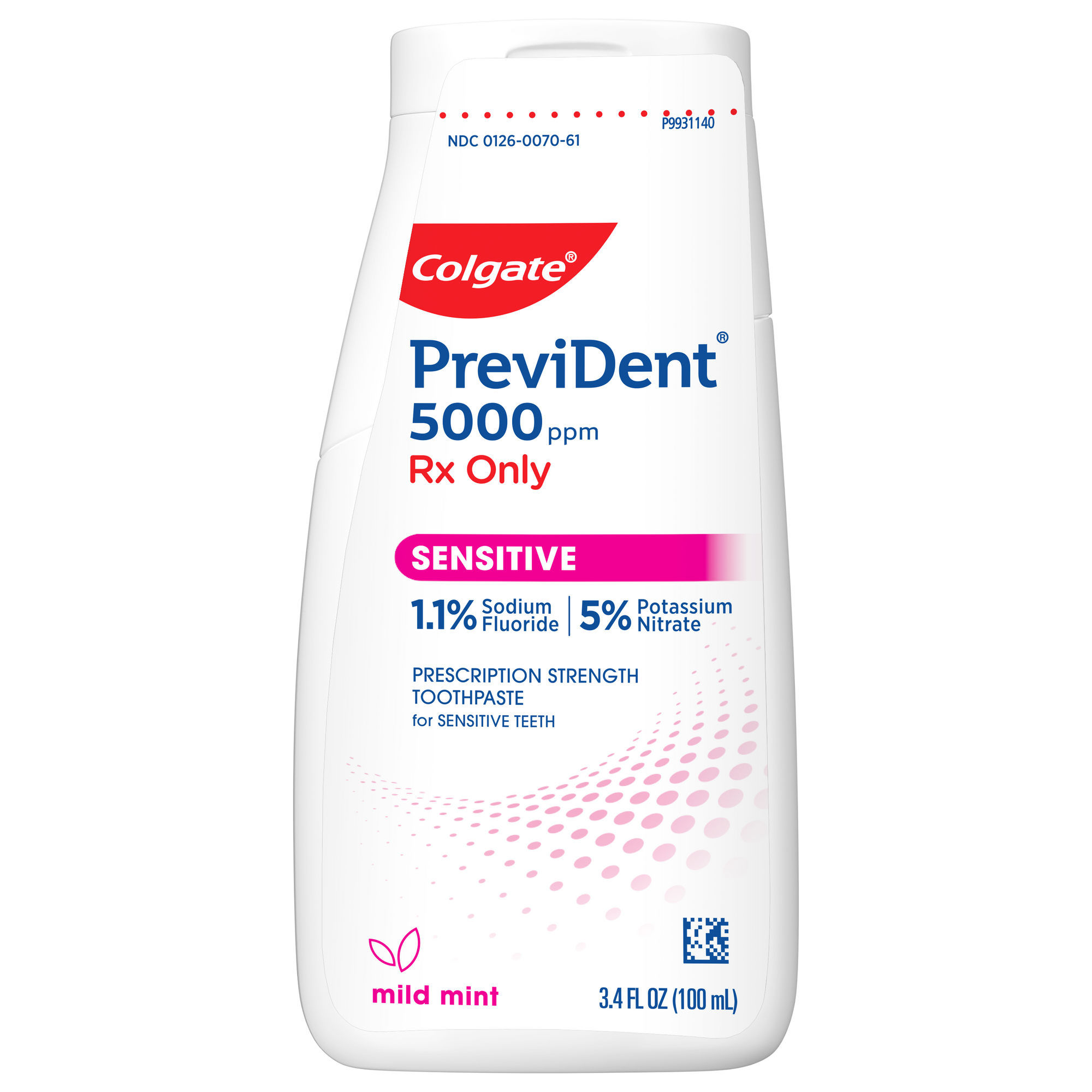 PreviDent 5000 Sensitive Prescription Strength Toothpaste - Mild Mint by Colgate - Non-toxic Oral Care product rated STOP by Million Marker, free from BPA, phthalates, and parabens