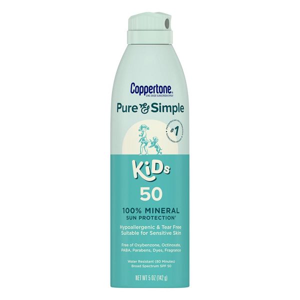 Pure & Simple Kid's Broad Spectrum SPF 50 100% Mineral Sun Protection Spray by Coppertone - Non-toxic, STOP rated product free from harmful chemicals
