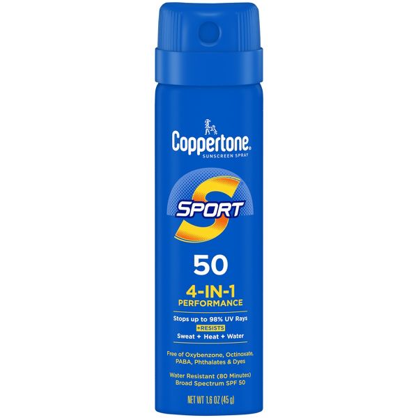 Sport 50 4-In-1 Performance Sunscreen Spray by Coppertone - Non-toxic, STOP rated product free from harmful chemicals