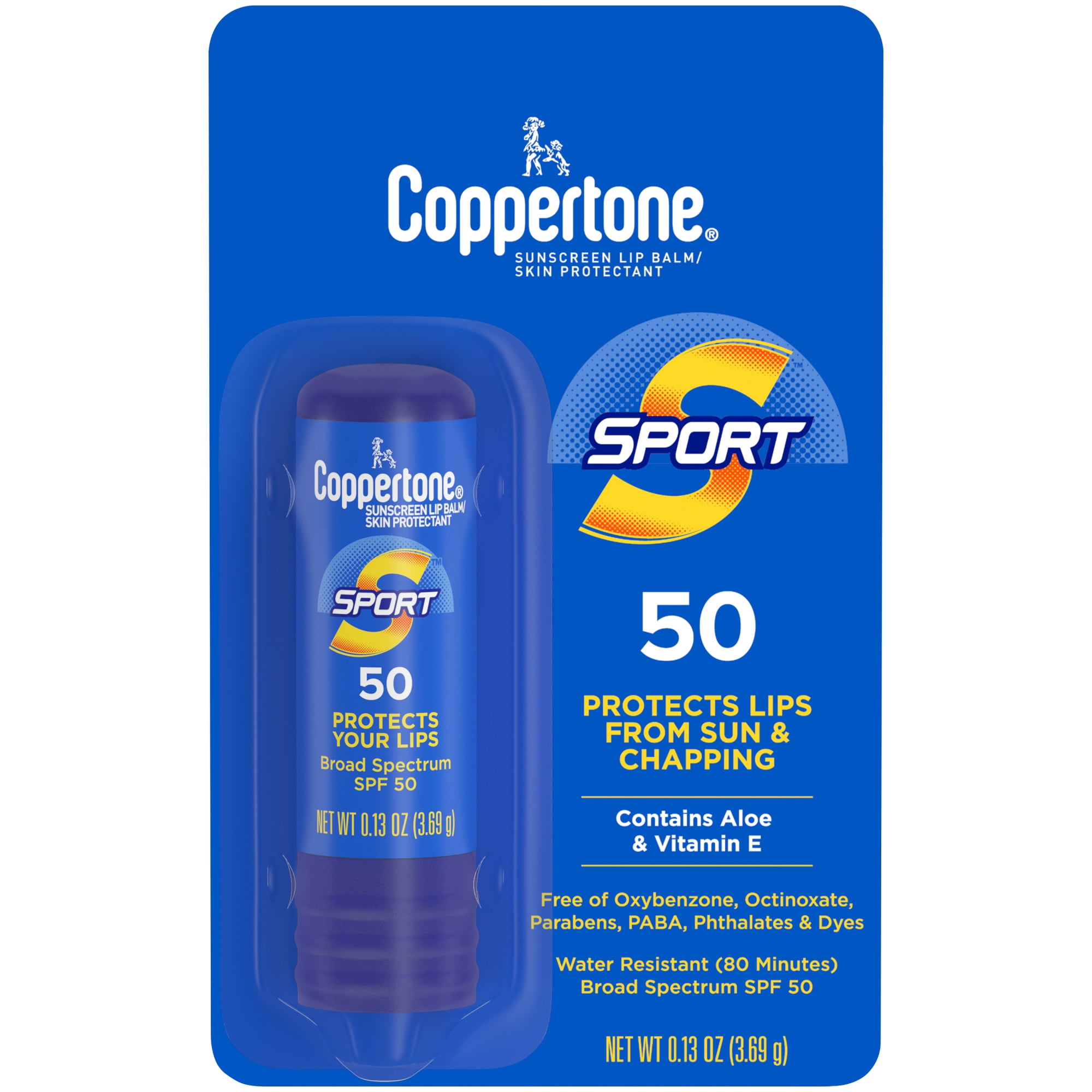 Sport 50 Sunscreen Lip Balm by Coppertone - Non-toxic, STOP rated product free from harmful chemicals