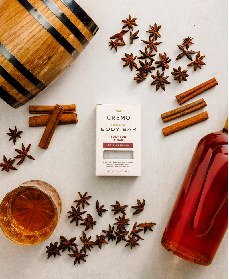 Exfoliating Body Bar – Bourbon & Oak by CREMO - Non-toxic, STOP rated product free from harmful chemicals