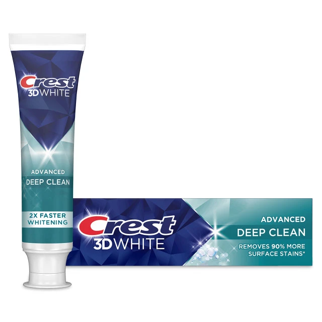 3D White Advanced Deep Clean Toothpaste by Crest - Non-toxic Oral Care product rated STOP by Million Marker, free from BPA, phthalates, and parabens