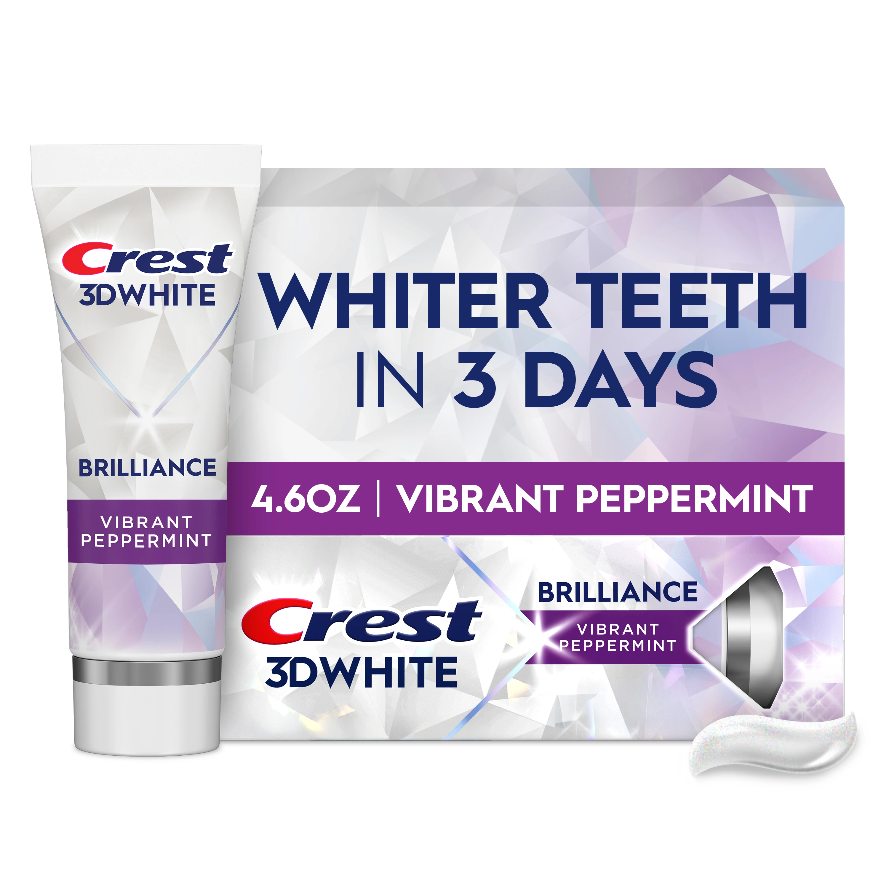 3D White Brilliance Toothpaste – Vibrant Peppermint by Crest - Non-toxic Oral Care product rated STOP by Million Marker, free from BPA, phthalates, and parabens
