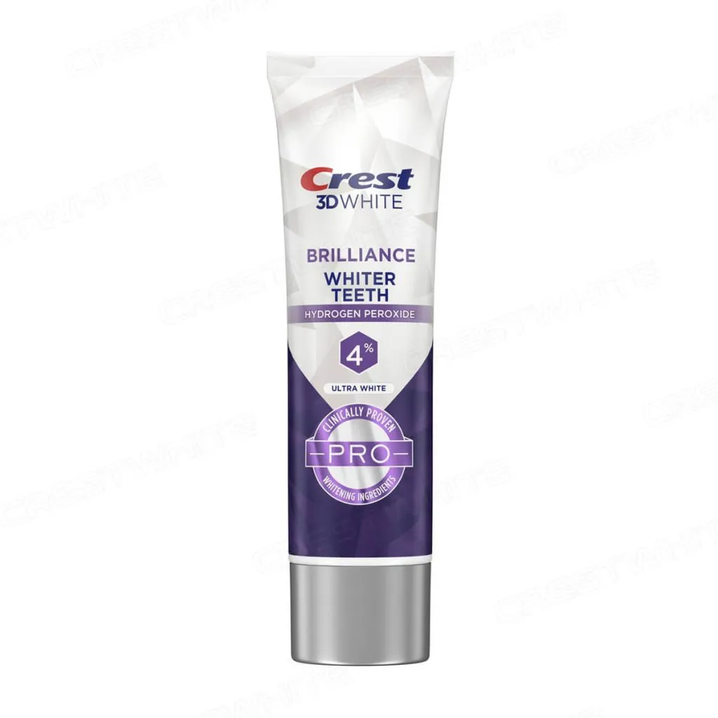 3D White Brilliance Whiter Teeth Hydrogen Peroxide Ultra White Toothpaste by Crest - Non-toxic Oral Care product rated STOP by Million Marker, free from BPA, phthalates, and parabens
