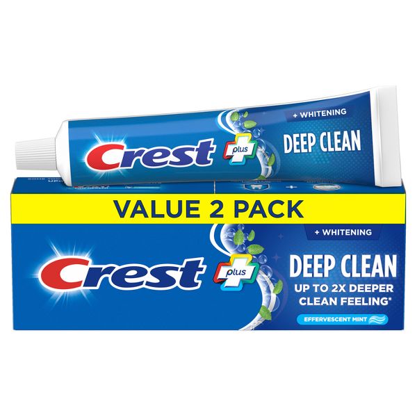 Deep Clean + Whitening Toothpaste – Effervescent Mint by Crest - Non-toxic Oral Care product rated STOP by Million Marker, free from BPA, phthalates, and parabens