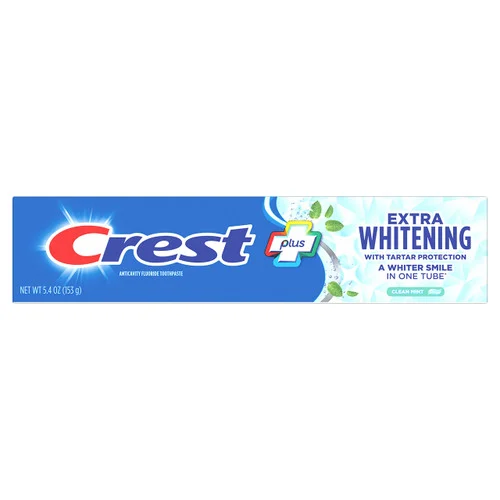 Plus Extra Whitening Toothpaste – Clean Mint by Crest - Non-toxic Oral Care product rated STOP by Million Marker, free from BPA, phthalates, and parabens