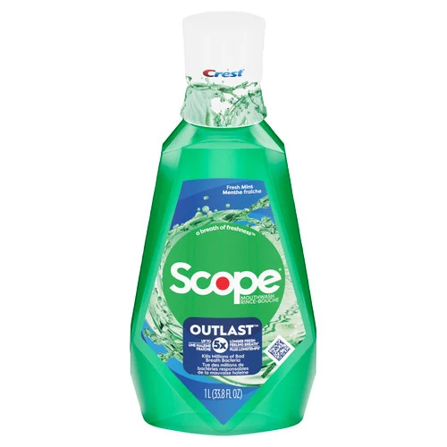 Scope Outlast Mouthwash - Fresh Mint by Crest - Non-toxic, STOP rated product free from harmful chemicals
