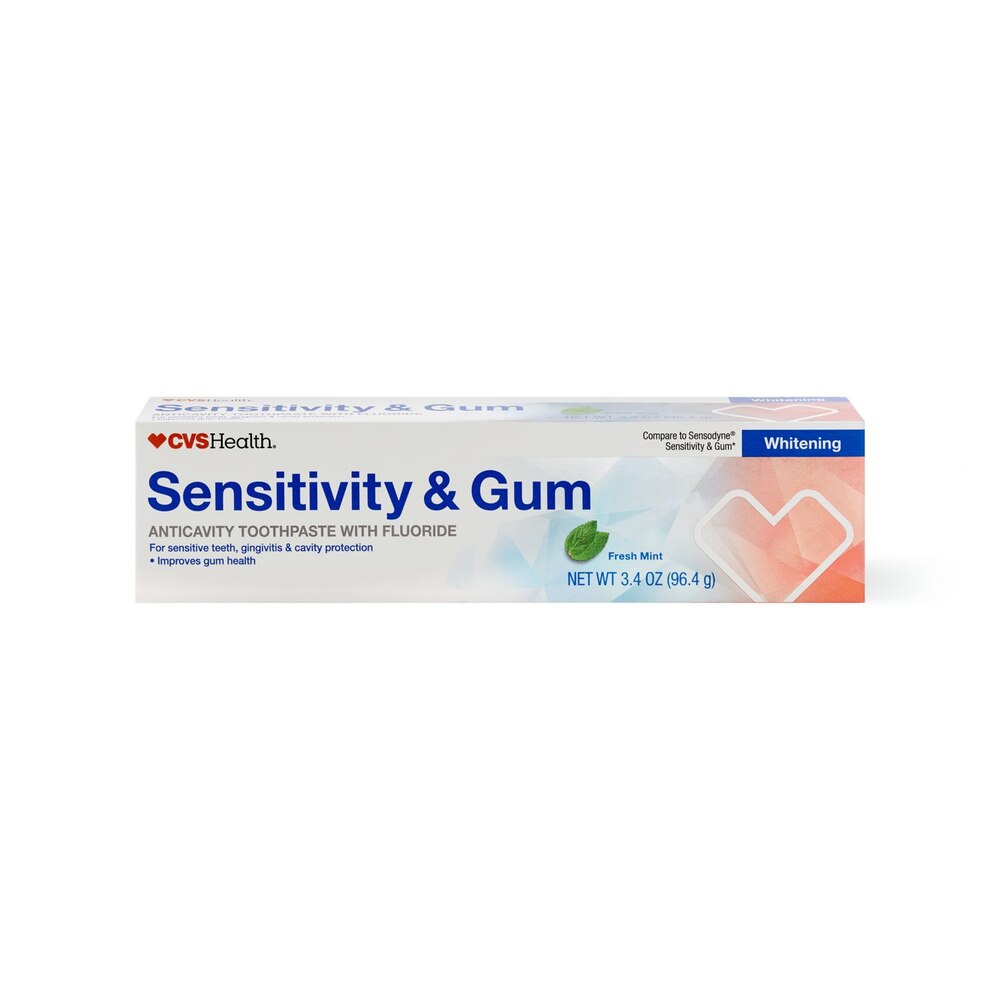 Sensitivity & Gum Anticavity Whitening Fluoride Toothpaste - Fresh Mint by CVS Health - Non-toxic, STOP rated product free from harmful chemicals