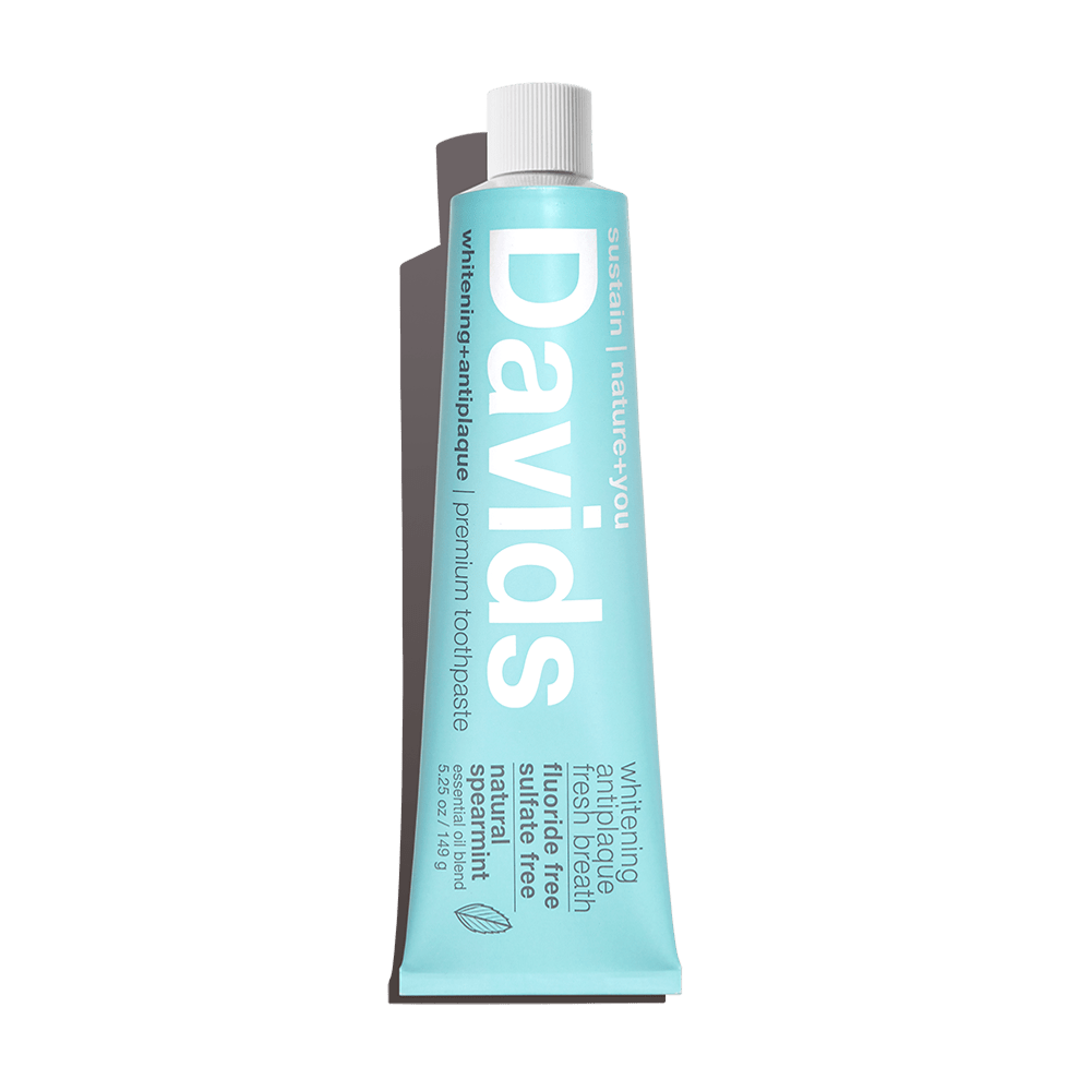 Whitening Antiplaque Fresh Breath Toothpaste - Natural Spearmint by Davids - Non-toxic, SLOW rated product free from harmful chemicals