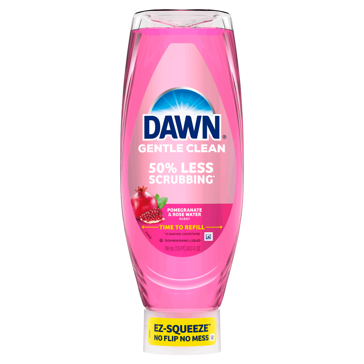 Gentle Clean EZ-Squeeze Liquid Dish Soap - Pomegranate & Rose Water by DAWN - Non-toxic, STOP rated product free from harmful chemicals