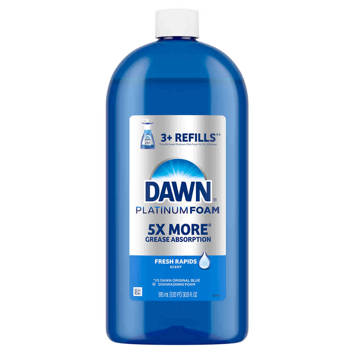 Platinum Dishwashing Foam - Fresh Rapids Scent by DAWN - Non-toxic, STOP rated product free from harmful chemicals
