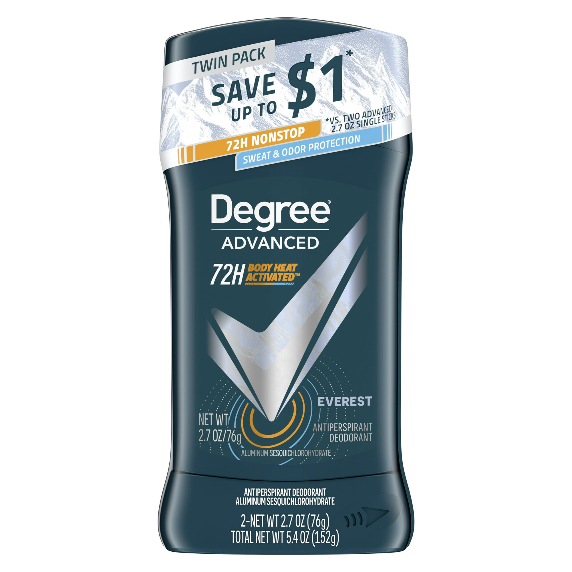 Men Advance Antiperspirant Deodorant - Everest by Degree - Non-toxic, STOP rated product free from harmful chemicals