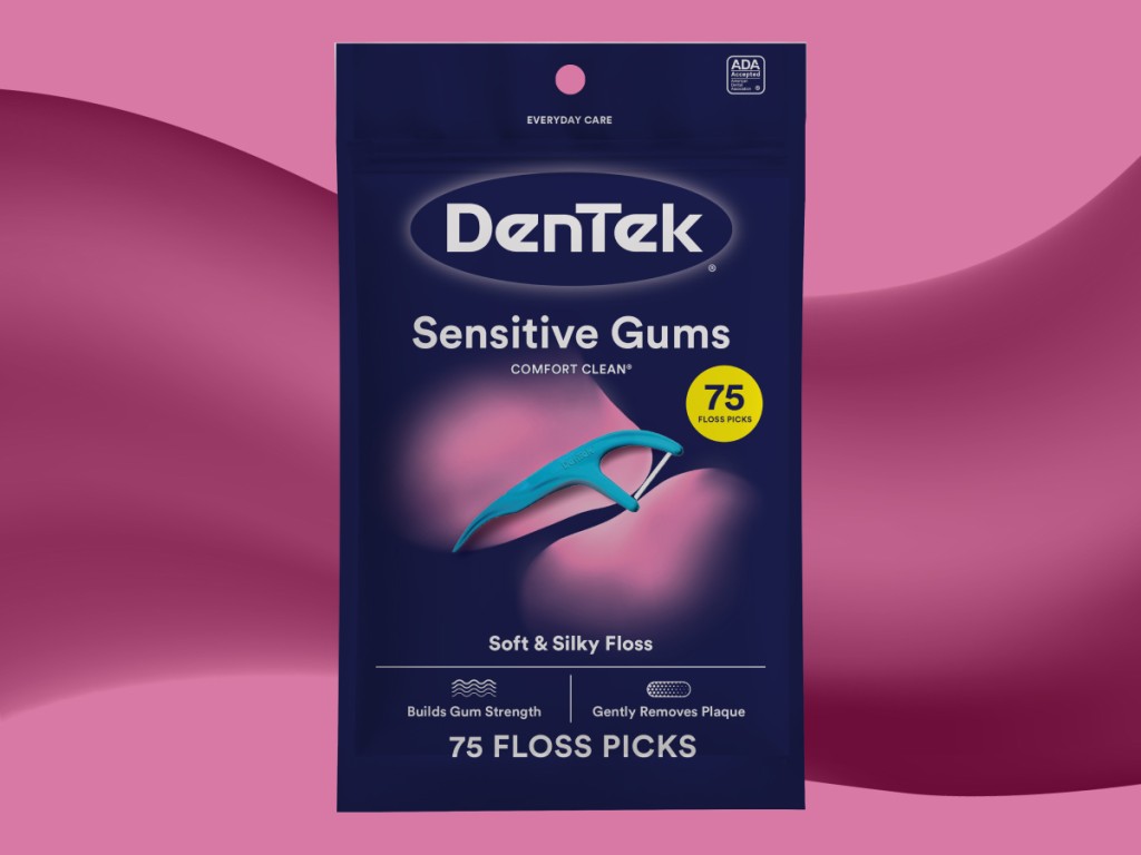 Comfort Clean Floss Picks For Sensitive Gums by DenTek - Non-toxic, STOP rated product free from harmful chemicals